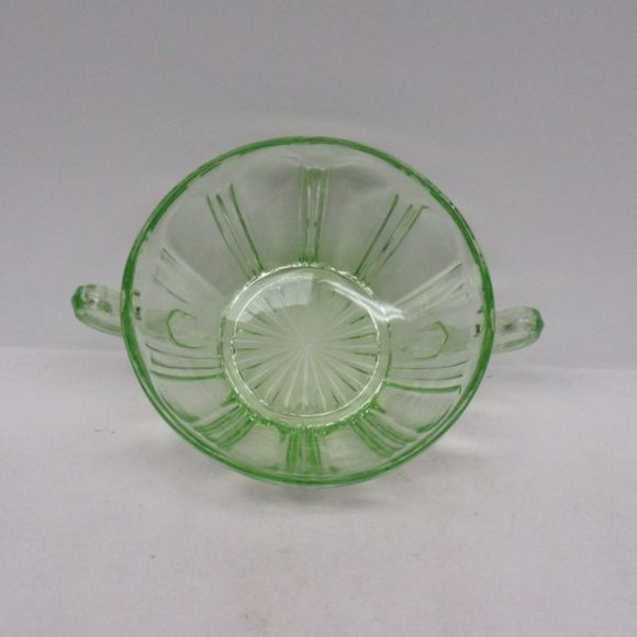 Hocking Green COLONIAL Knife and Fork 4 3/4 Inch Two-Handled Cream Soup Bowl - Picture 3 of 4